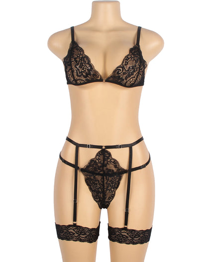 Caged Up Lace Garter Belt Set